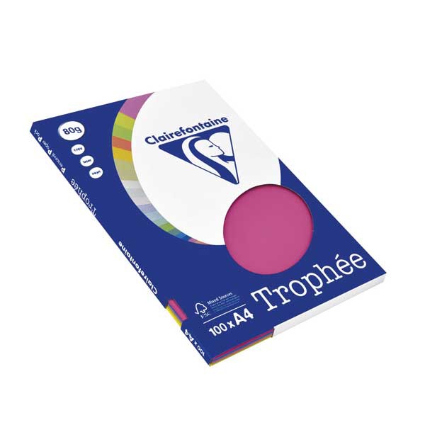 Pacote de 100 folhas de papel TROPHEE A4 de 80 g/m2, cores sortidas fluor